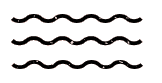 Three parallel black wavy lines on a white background.
